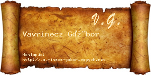 Vavrinecz Gábor névjegykártya